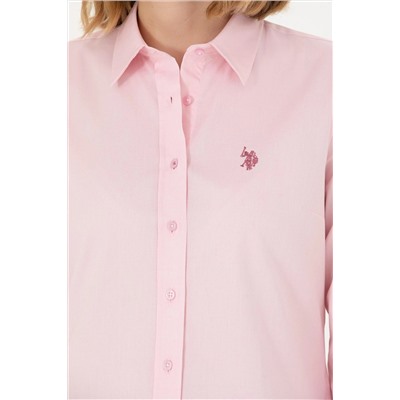 Kadın Pembe Uzun Kollu Basic Gömlek