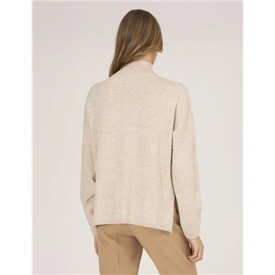 Balıkçı Yaka Krem Melanj Comfort Fit Basic Kazak