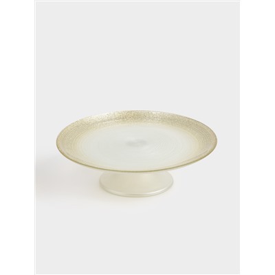 Блюдо на ножке, 21х7 см, стекло, молочное/шампань, Marbella