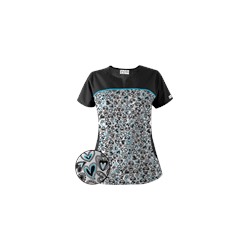 UA Change Of Heart Black Print Scrub Top