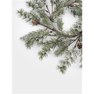 Венок декоративный, 16/48 см, пластик/шишки, Еловая ветка, Interior Conifer