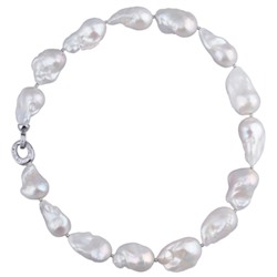 Колье Барокко (жемчуг 15-25мм белый; покрытие родий) 45см, Есть комплект