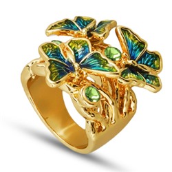 Кольцо (эмаль зеленая, синяя; покрытие золото)