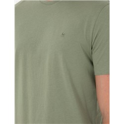 Haki %100 Pamuk Slim Fit Bisiklet Yaka Basic Tişört
