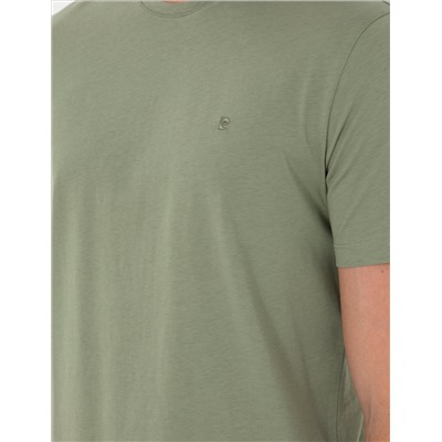 Haki %100 Pamuk Slim Fit Bisiklet Yaka Basic Tişört