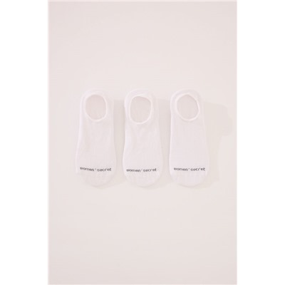 Pack 3 calcetines invisibles algodón blancos