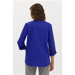 Kadın Saks Uzun Kollu Gömlek