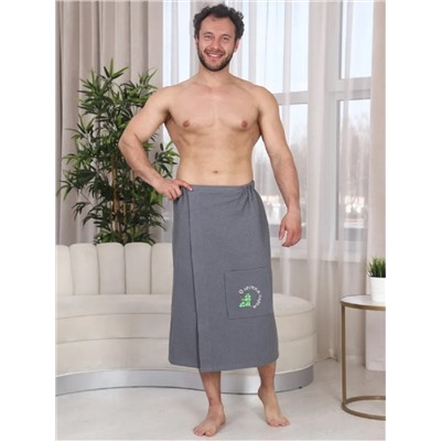 Накидка вафельная мужская с вышивкой