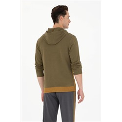 Erkek Haki Kapüşonlu Sweatshirt