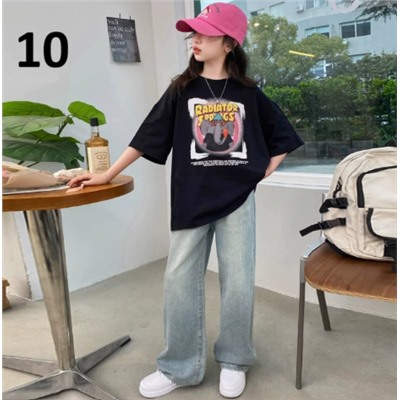 Хлопковые футболки для девочек (90-170) 10 Вариантов принтов