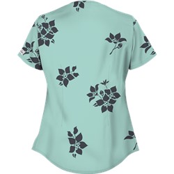 UA Spacious Bouquet Cool Blue Snap Front Scrub Top