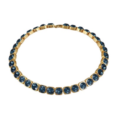 Колье Теннис (кристаллы SW темно-синие 8мм; покрытие золото) 37-40см, Есть комплект