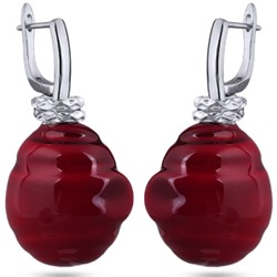 Серьги (Майорка 18мм вишневая; покрытие родий), Есть комплект