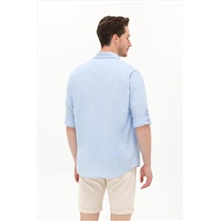 Erkek Mavi Uzun Kollu Basic Gömlek