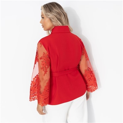 Жакет нарядный, Даю автограф (алый, с поясом)