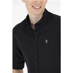 Erkek Siyah Uzun Kollu Basic Gömlek