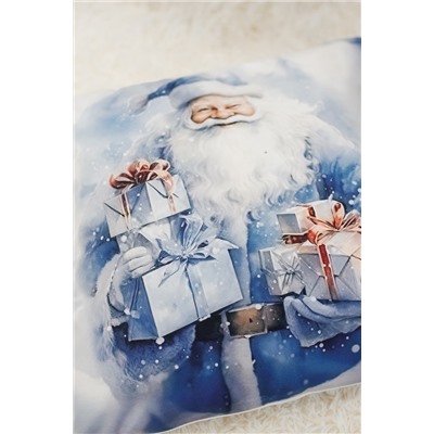 Наволочки Дед мороз и снеговик синий 2 шт велюр