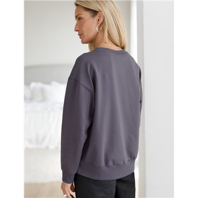 Свитшот из эластичного футера с авторским принтом