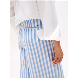 Stripe Wide-Leg Paper-Bag Pant
