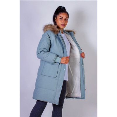 Зимняя удлиненная парка с капюшоном натуральный мех арт.617