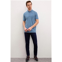 Erkek İndigo Polo Yaka Tişört