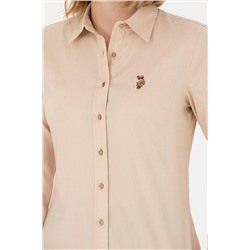 Kadın Camel Uzun Kollu Basic Gömlek