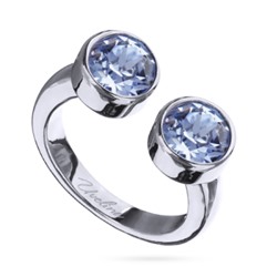 Кольцо Теннис (кристаллы SW светлый сапфир 6мм; покрытие родий), Есть комплект