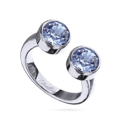 Кольцо Теннис (кристаллы SW светлый сапфир 6мм; покрытие родий), Есть комплект