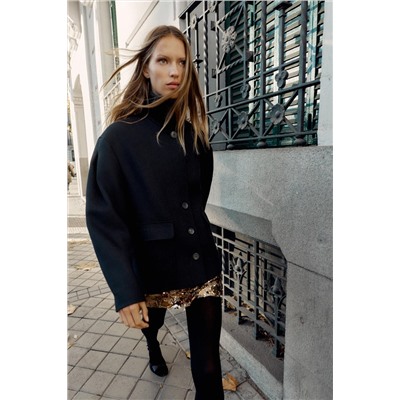 SHORT WOOL COAT WITH HIGH NECK