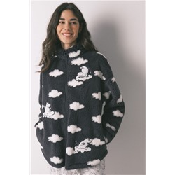 Bata corta polar gris estampado nubes Moomin