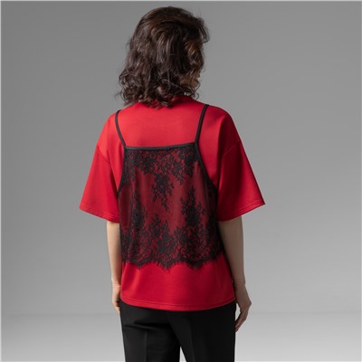 Футболка со съемным топом, Модный тандем (красный 2 в 1)