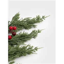 Ветка декоративная, 73 см, пластик/пенопласт, Шишки и красные ягоды, Interior natural