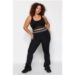 Trendyol Curve Siyah İspanyol Paça Bel Detaylı Örme Eşofman Altı TBBSS22EA0055