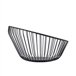 Корзина для фруктов, 25 см, металл, черная, Прутья, Spin