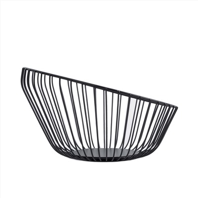 Корзина для фруктов, 25 см, металл, черная, Прутья, Spin