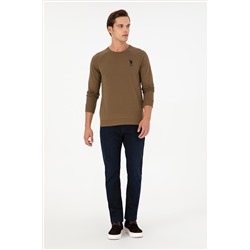 Erkek Haki Basic Sweatshirt