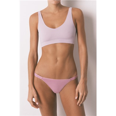 Pack 3 tangas tira algodón rosa logo