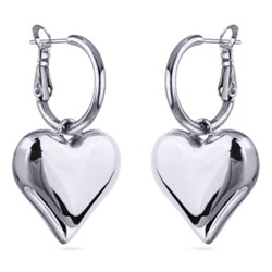 Серьги Сердцебиение (2, 3см; покрытие родий), Есть комплект