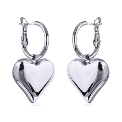 Серьги Сердцебиение (2, 3см; покрытие родий), Есть комплект