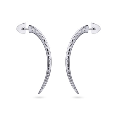 Серьги Коготь (кристаллы SW белые; покрытие родий), Есть комплект