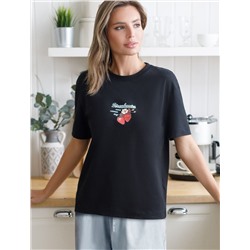 Футболка с принтом свободная эластичная из премиального хлопка