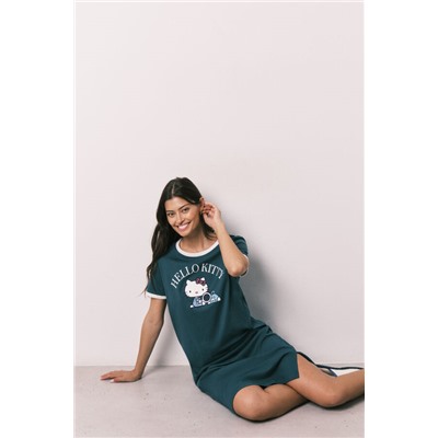 Camisón Hello Kitty algodón verde
