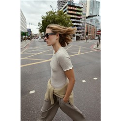 CONTRAST CUT KNIT T-SHIRT