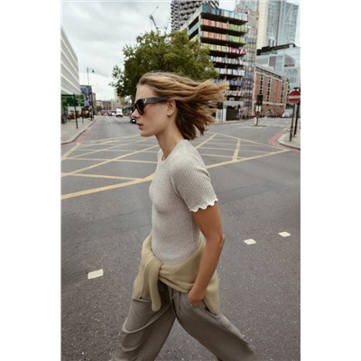 CONTRAST CUT KNIT T-SHIRT