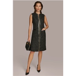 TWEED A LINE DRESS WITH FRONT ZIPPER