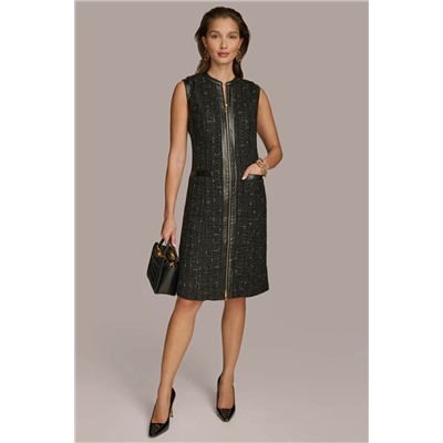 TWEED A LINE DRESS WITH FRONT ZIPPER
