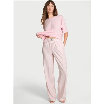 Victoria's Secret Flannel Short-Sleeve Long Tee-Jama Set