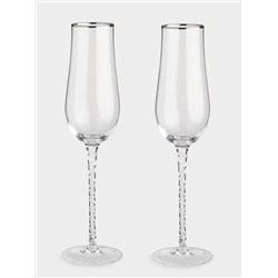 Бокал для шампанского, 230 мл, 2 шт, стекло, с серебристым кантом, Rhapsody