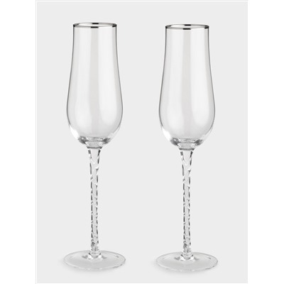 Бокал для шампанского, 230 мл, 2 шт, стекло, с серебристым кантом, Rhapsody