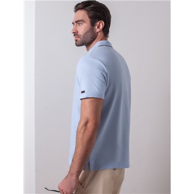 Футболка поло с плетеным воротником на пуговицах из эластичного хлопка